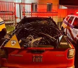 Papagaios – PM prende suspeitos por receptação e apreende grande quantidade de fios de cobre.