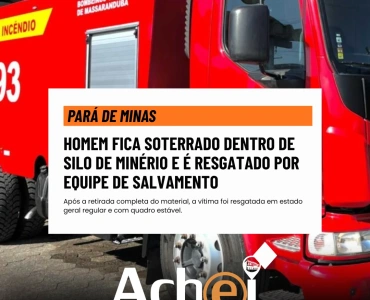 Homem fica soterrado dentro de silo de minério e é resgatado por equipe de salvamento