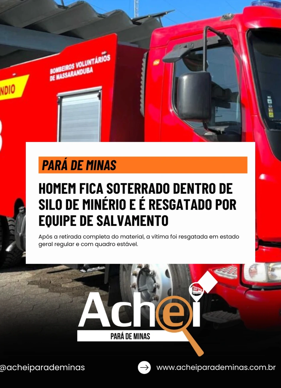 Homem fica soterrado dentro de silo de minério e é resgatado por equipe de salvamento
