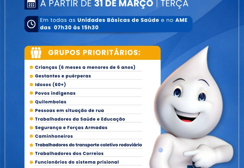 Pará de Minas realiza Dia D de vacinação contra a gripe neste sábado (11)