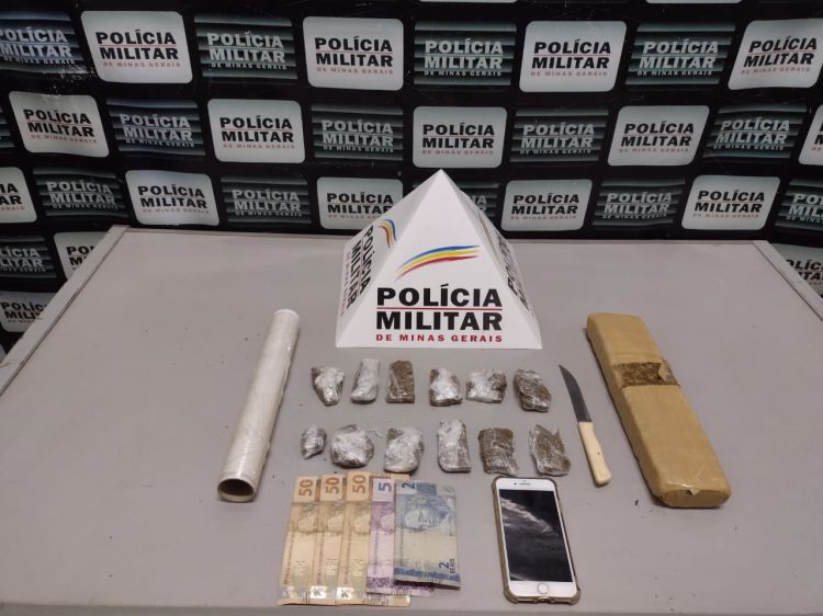 Polícia Militar prende rapaz de 20 anos suspeito de venda de drogas no centro de Pará de Minas