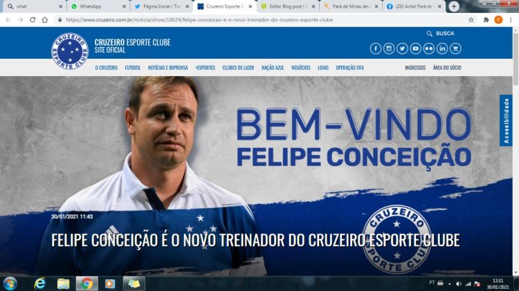 Cruzeiro confirma contratação de Felipe Conceição como novo técnico do clube