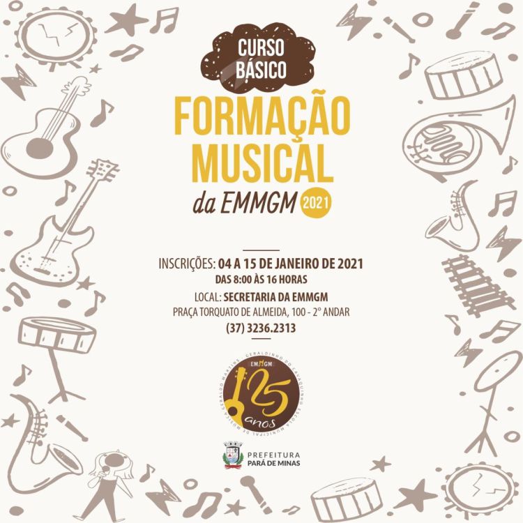 Termina nesta sexta-feira o prazo das inscrições para a primeira etapa do processo seletivo para o curso básico de formação musical da Escola Municipal de Música Geraldo Martins