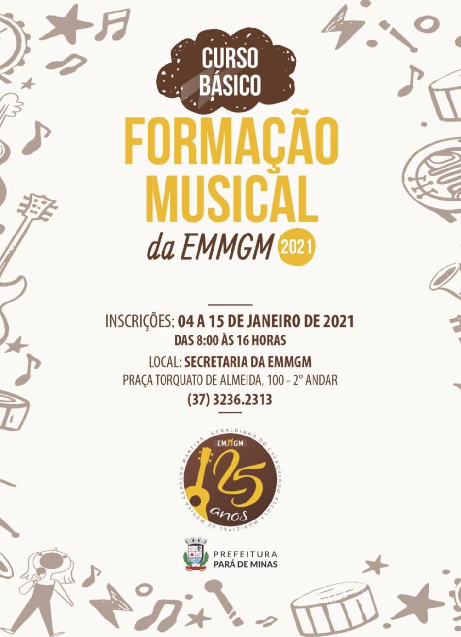 Termina nesta sexta-feira o prazo das inscrições para a primeira etapa do processo seletivo para o curso básico de formação musical da Escola Municipal de Música Geraldo Martins