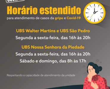 UBS Walter Martins e São Pedro passam a funcionar em horário estendido