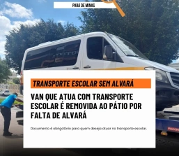 Van escolar é removida por falta de alvará em Pará de Minas