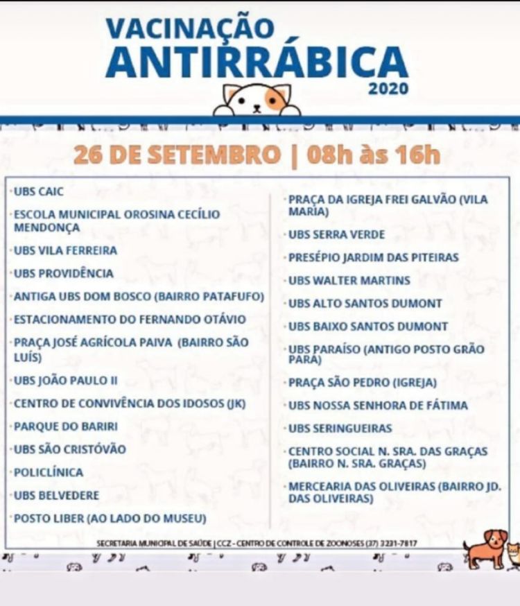 Pará de Minas realiza o Dia D da Campanha de Vacinação Antirrábica