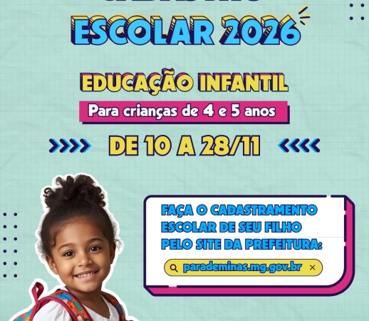 Prefeitura de Pará de Minas inicia cadastramento escolar para educação infantil em 2026