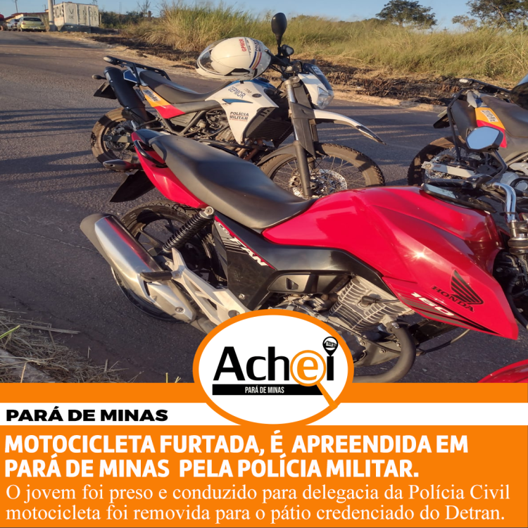 POLÍCIA MILITAR APREENDE MOTOCICLETA FURTADA EM PARÁ DE MINAS