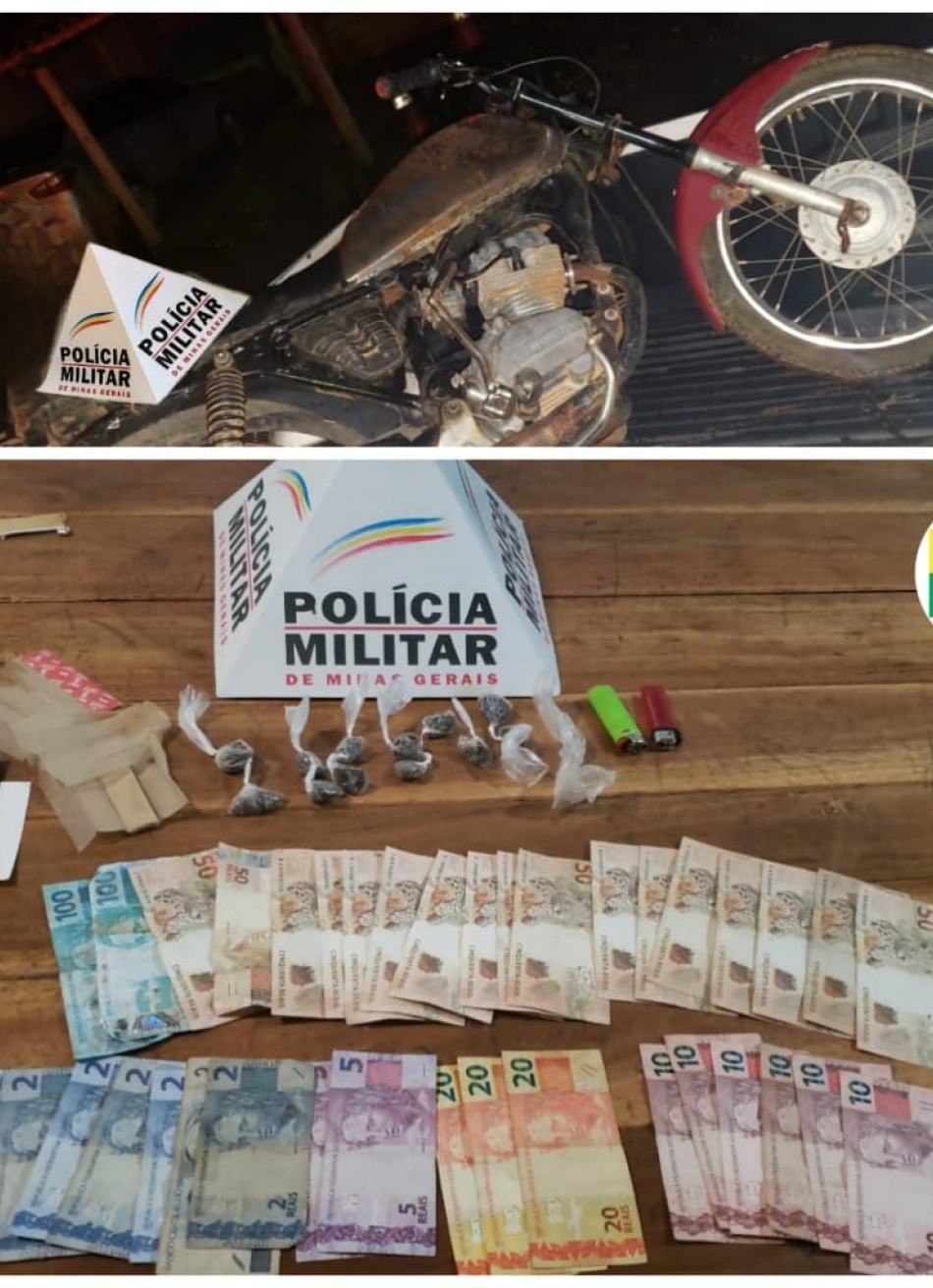Menor é apreendido em Martinho Campos com 12 buchas de maconha e uma grande quantidade em dinheiro