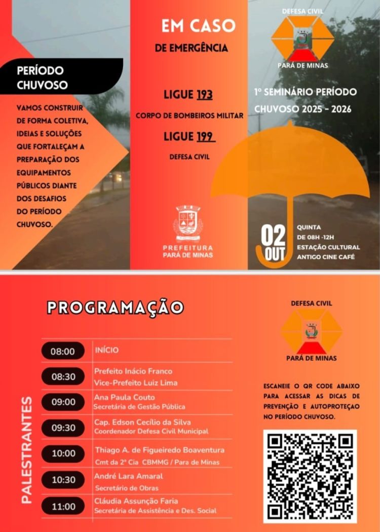 Prefeitura promove 1º Seminário sobre o Período Chuvoso em Pará de Minas