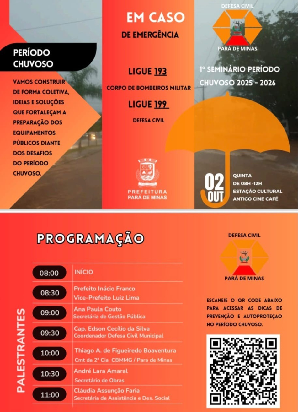 Prefeitura promove 1º Seminário sobre o Período Chuvoso em Pará de Minas