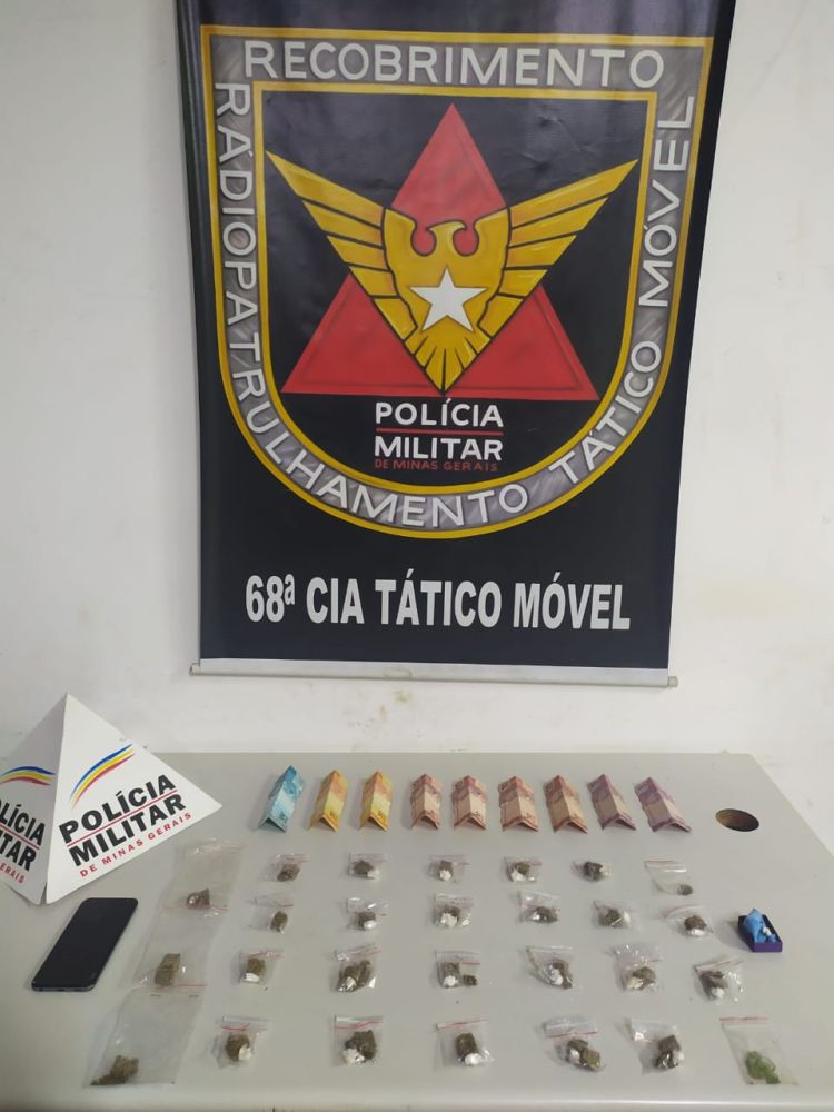 Rapaz de 23 anos é preso pela Polícia Militar em Nova Serrana acusado de tráfico de drogas