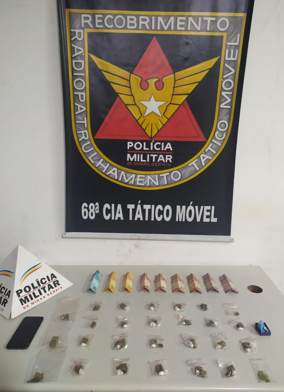 Rapaz de 23 anos é preso pela Polícia Militar em Nova Serrana acusado de tráfico de drogas