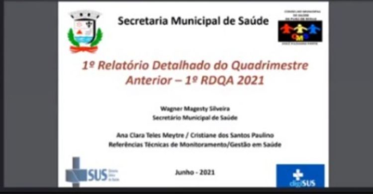 Secretária Municipal de Saúde apresentou relatório sobre os investimentos na saúde em Pará de Minas no primeiro quadrimestre de 2021