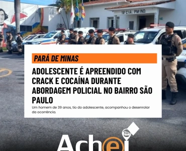 Adolescente é apreendido com crack e cocaína durante abordagem policial no bairro São Paulo