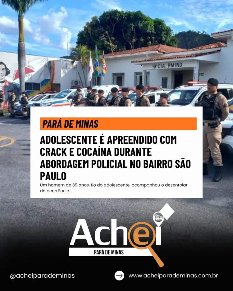 Adolescente é apreendido com crack e cocaína durante abordagem policial no bairro São Paulo