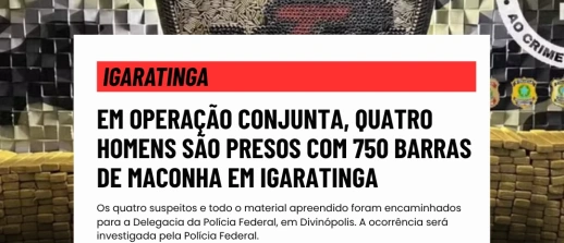 Quatro homens são presos com 750 barras de maconha em Igaratinga