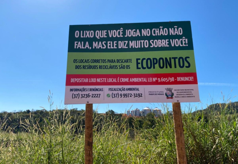 Placas orientam cidadãos de Pará de Minas no descarte correto dos resíduos