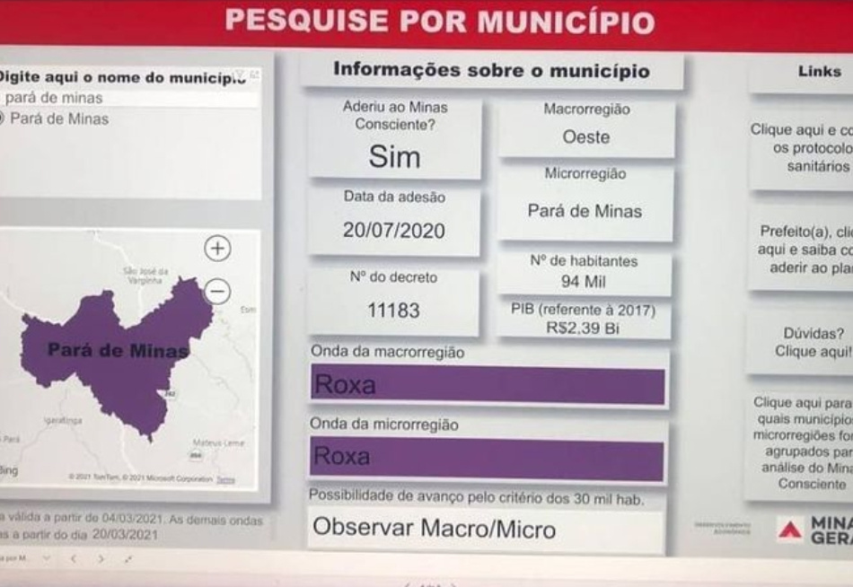 Governo de Minas publica decreto que determina entrada dos municípios na Onda Roxa