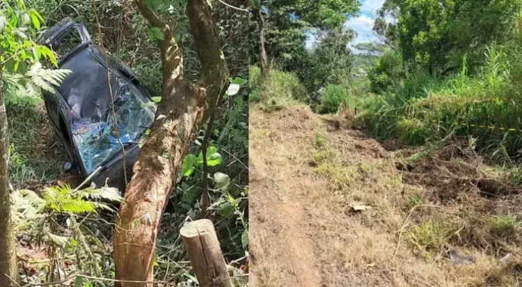Mulher morre após carro cair em abismo na MG-164