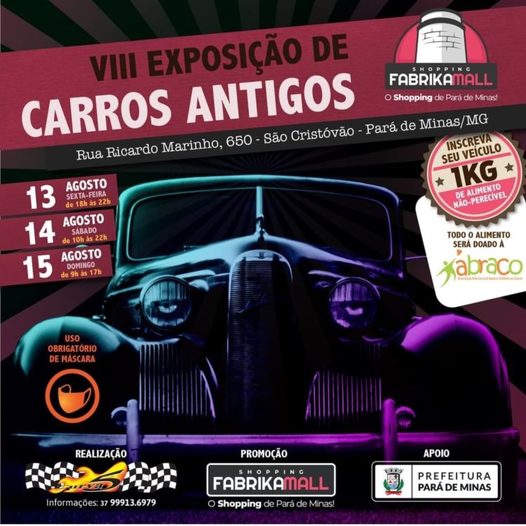 Fabrika Mall recebe de hoje até o próximo domingo exposição de carros antigos