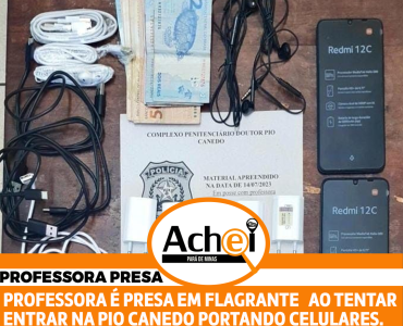 PROFESSORA É PRESA AO TENTAR ENTRAR NA PIO CANEDO COM CELULARES E DINHEIRO.