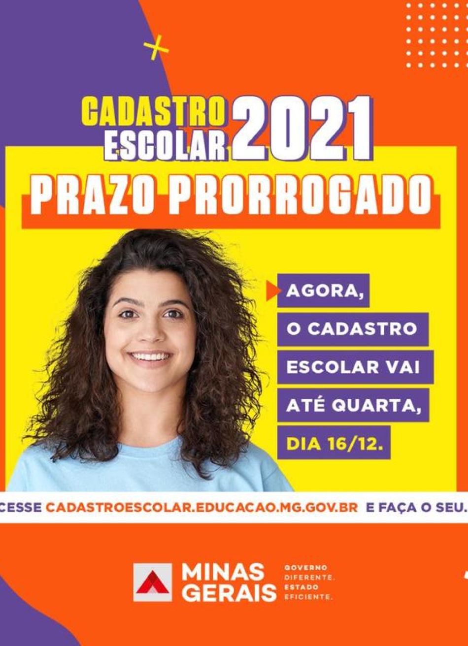 Governo prorroga até a próxima quarta-feira prazo do cadastro escolar na rede pública de ensino de Minas Gerais