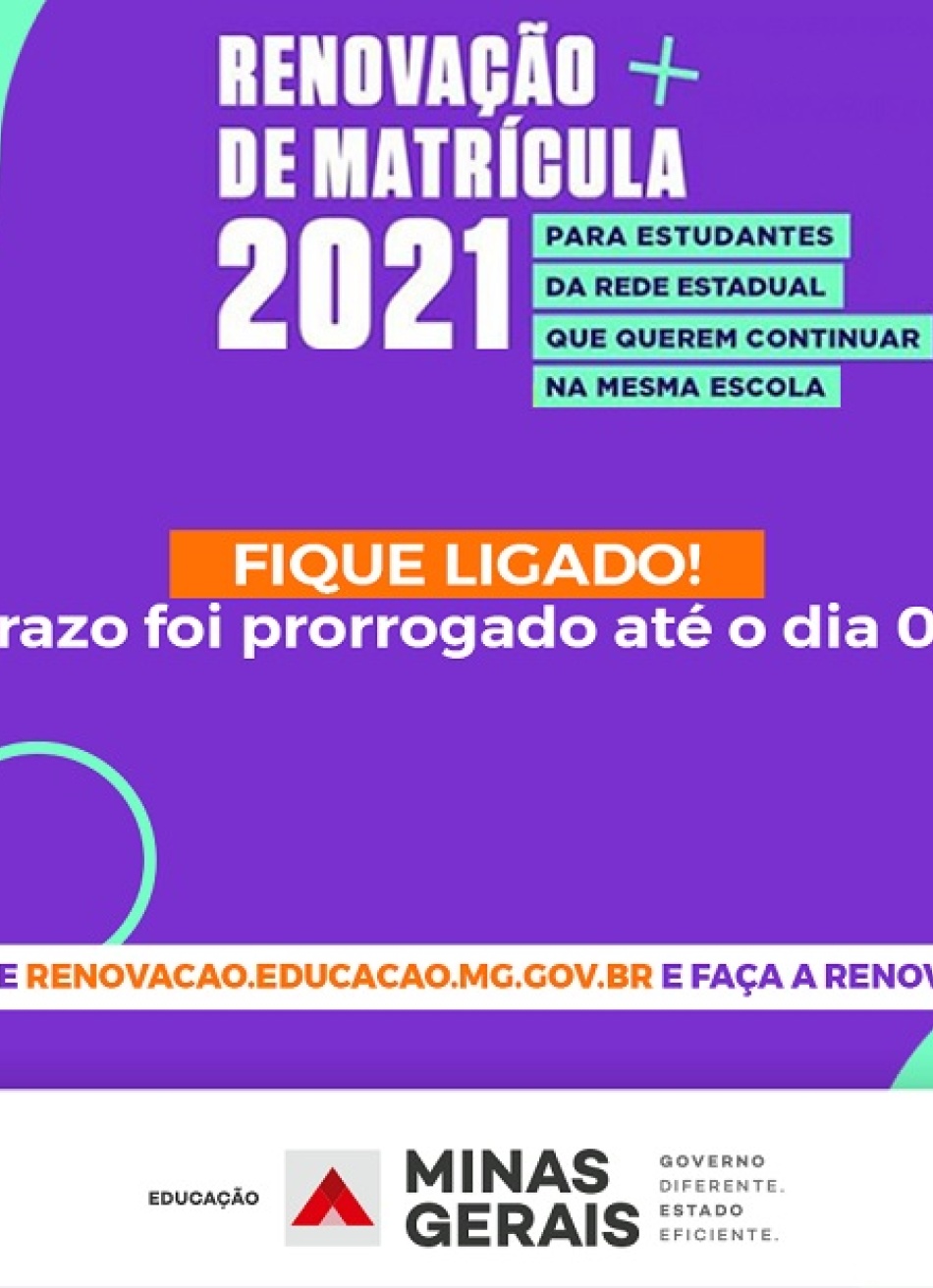 Governo prorroga até o dia 3 de novembro o prazo para a renovação de matrícula na rede estadual de ensino