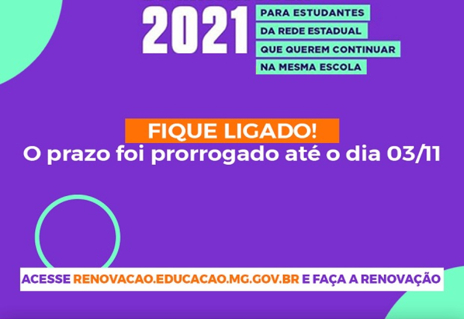 Governo prorroga até o dia 3 de novembro o prazo para a renovação de matrícula na rede estadual de ensino